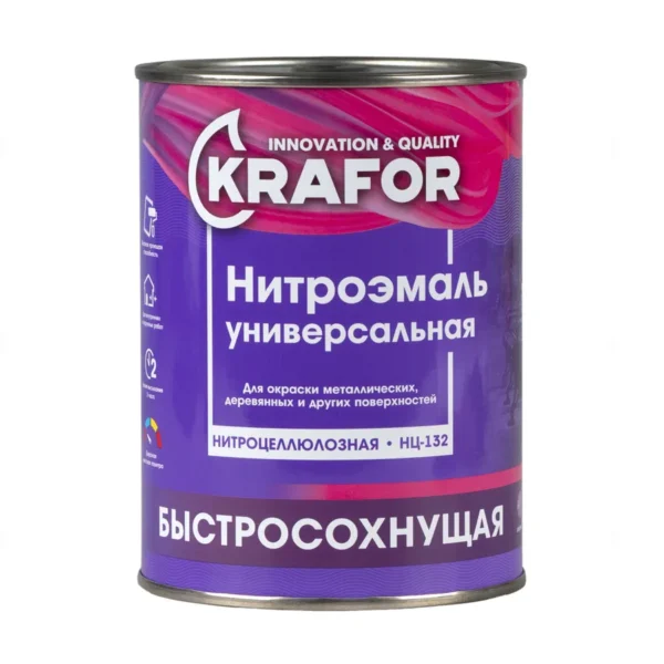 Эмаль НЦ-132  Krafor белая, 1,7 кг