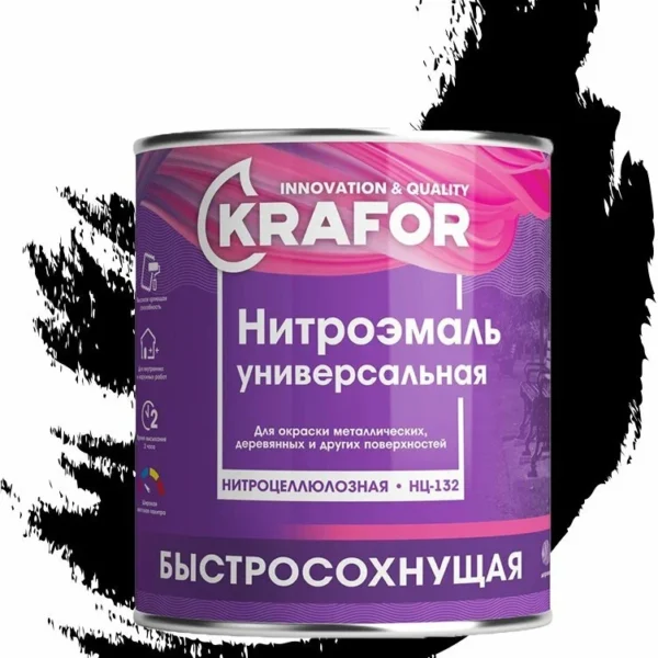 Эмаль НЦ-132  Krafor черная, 1,7 кг
