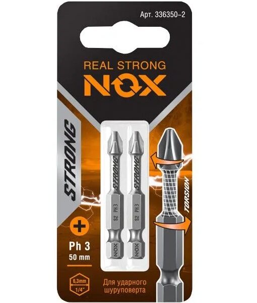 Бита PH Nox Strongr 3х50мм крестообразная, торсионная (упак. 2 шт)