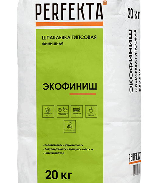 Шпатлевка гипсовая финишная Перфекта ЭкоФиниш, 20 кг