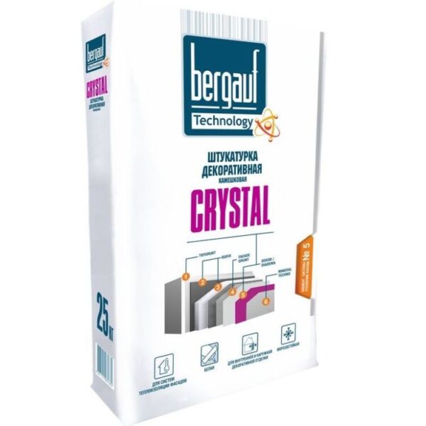Штукатурка декоративная Бергауф Crystal Камешковая 2 мм, 25 кг